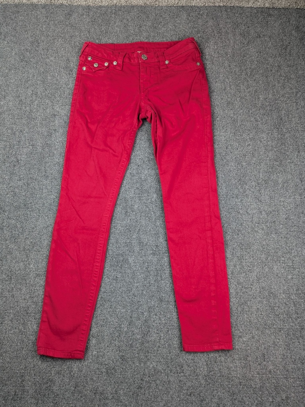True Religion Jeans Womens 26 Red Super Skinny Low Rise Stretch Denim Pants